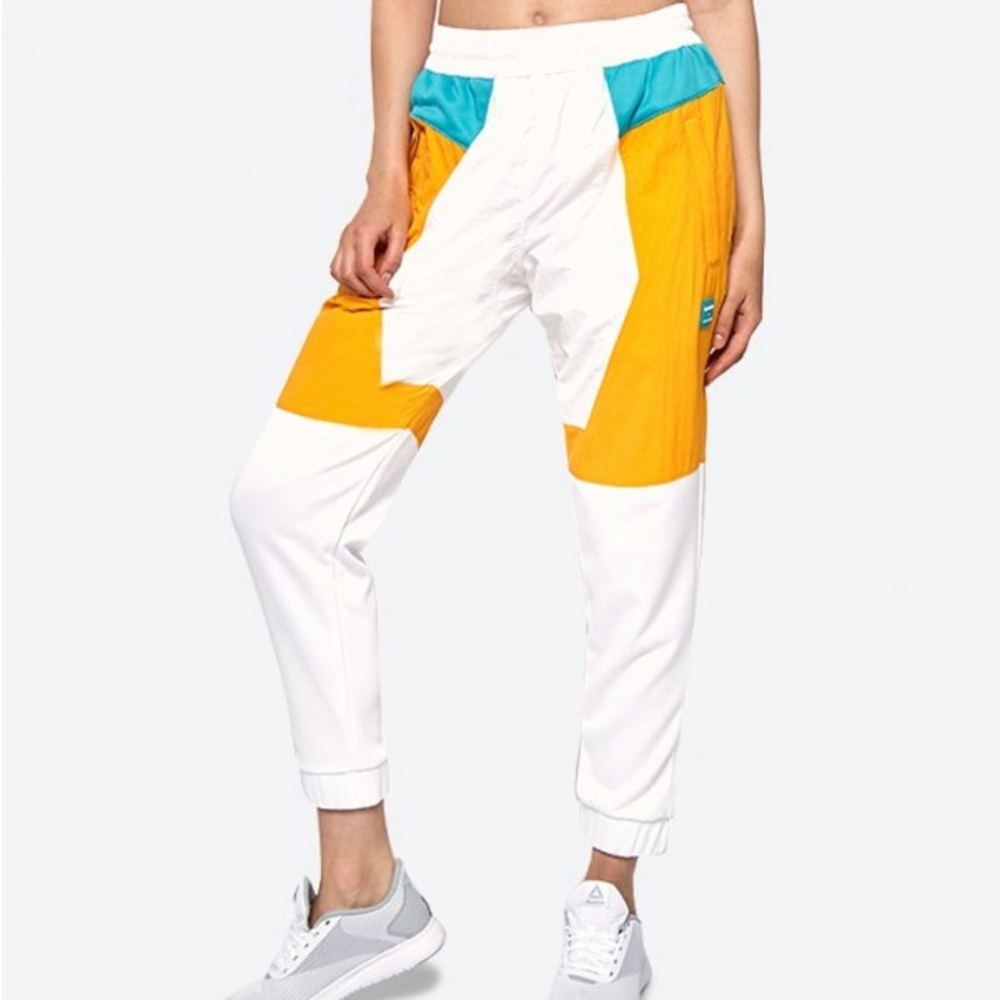 Reebok x Gigi Hadid Womens Medium Jogger Track Pants Turquoise & Yellow